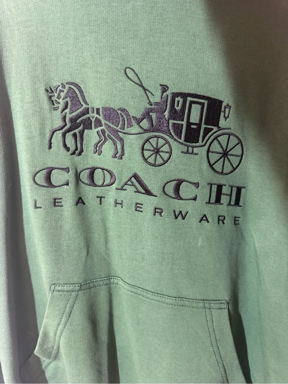 COACH Green Crewneck Logo Hoodie Sweatshirt